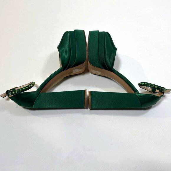 Azalea Wang Penelope Green Satin Studded Mega Platform Heels - Size 8.5 - Picture 5 of 8